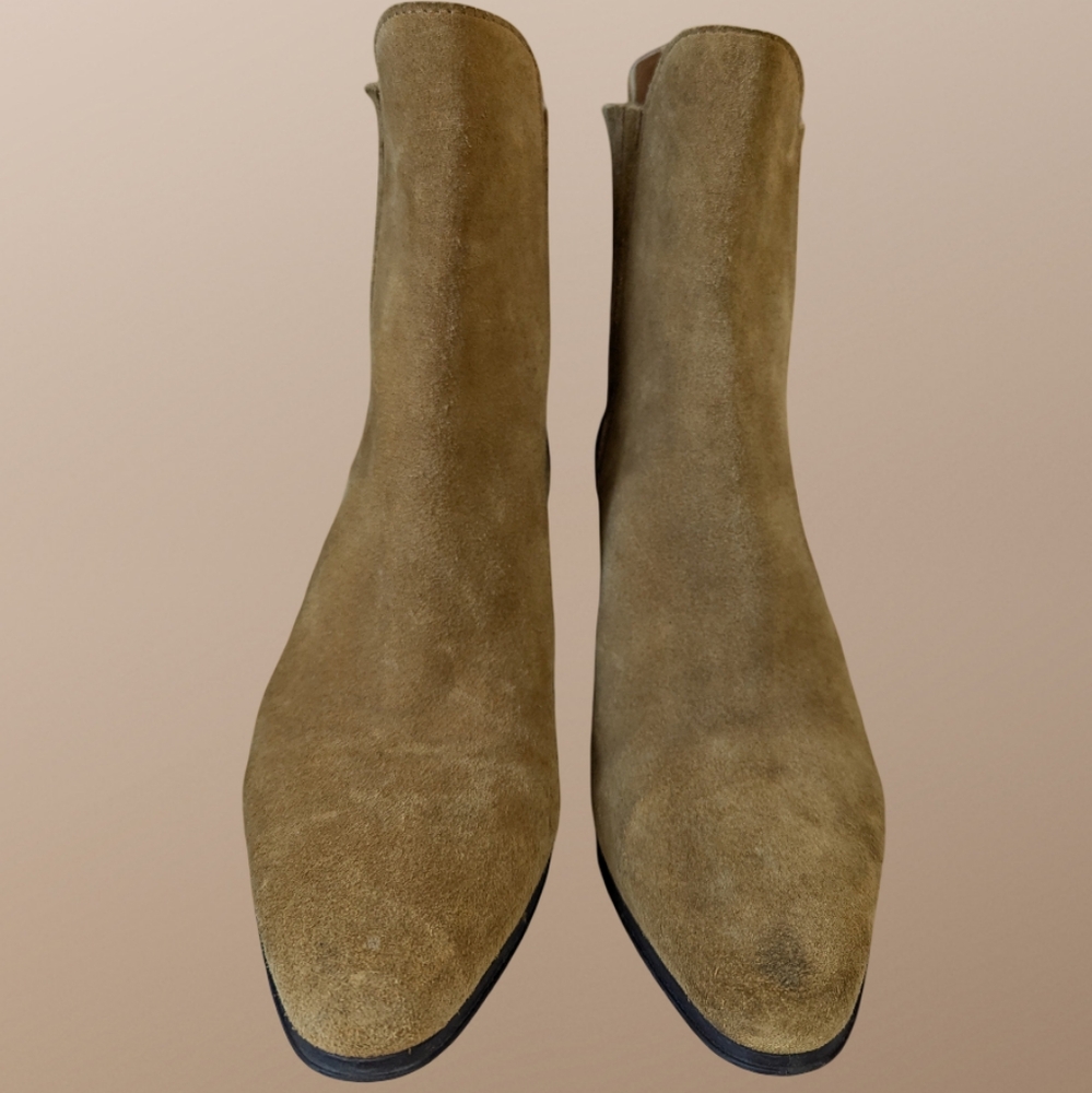 Zara Suede Leather Cowboy Ankle Booties Tan/Brown Western Size 8 - Picture 10 of 10